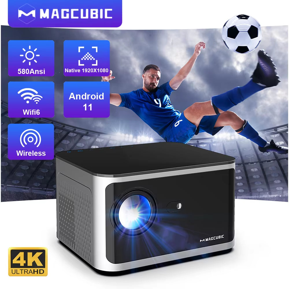 Android 11 4K Smart Projector 580ANSI 1920*1080P Full HD Wifi6 BT5.0 Allwinner H713 Voice Control Home Cinema Theater