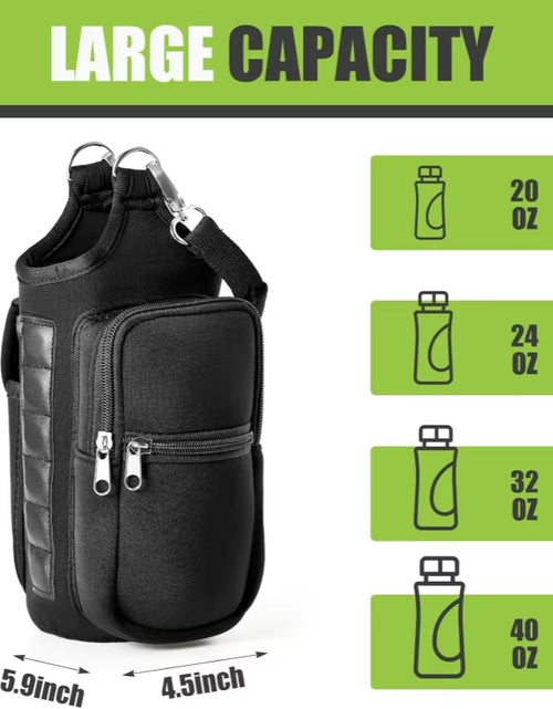 Load image into Gallery viewer, Magnetic Water Bottle Holder Gym Water Bottle Carrier Bag W/ Phone Pocket Handle Shoulder Strap 6 Built-In Magnets Water Bottle
