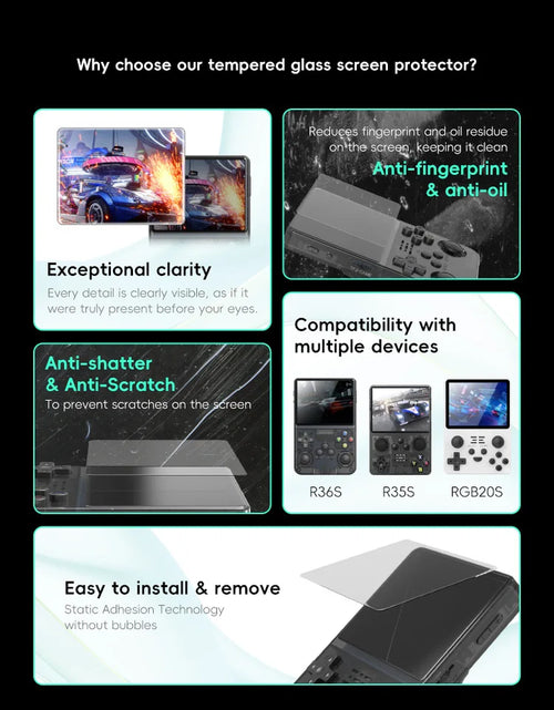 Load image into Gallery viewer, Screen Protector for R36S Game Console Tempered Glass Protection for R36S R35S RGB20S Anti-Scratch Glass Film Accessories
