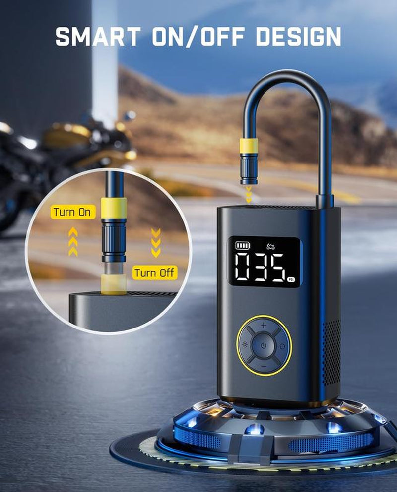 Portable Tire Inflator: Smart ON/OFF Hose Design