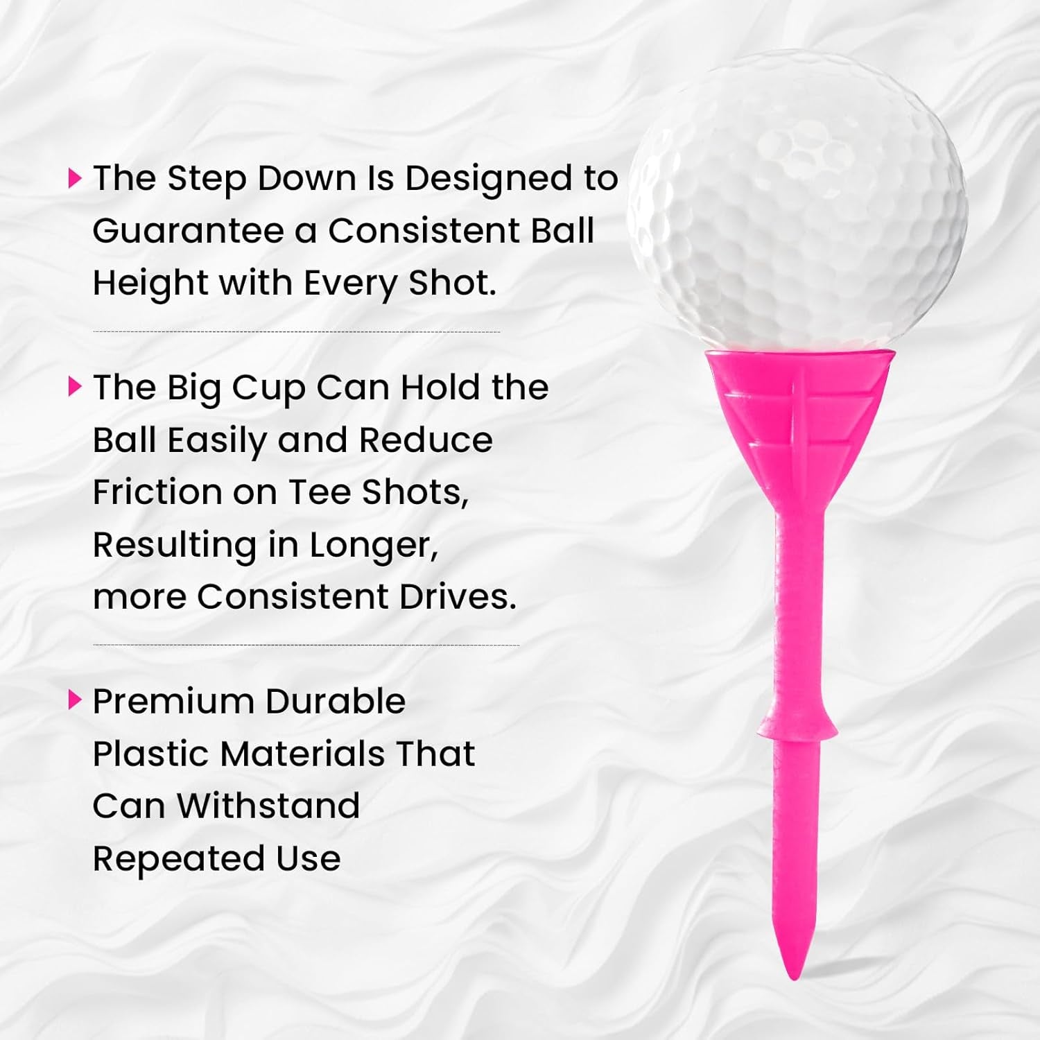 Golf Tees Plastic 3 1/4 Inch Upgrade Unbreakable Bulk Value 30/50 Pack Reduce Friction Side Spin Durable Stable 83Mm Long Tee for Golfer Practice