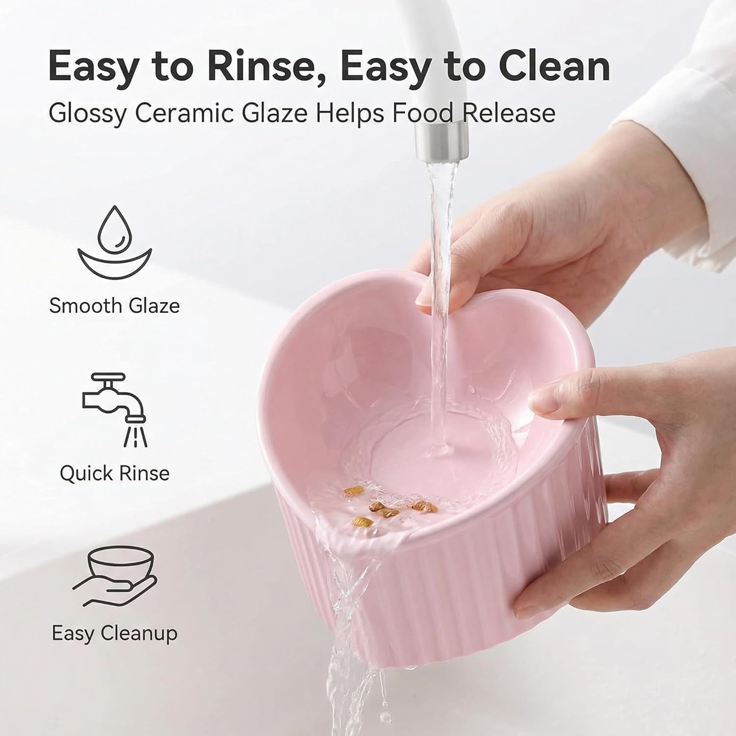 Ceramic Raised Cat Bowls, Tilted Elevated Food or Water Bowls, Stress Free, Backflow Prevention, Dishwasher and Microwave Safe, Lead & Cadmium Free