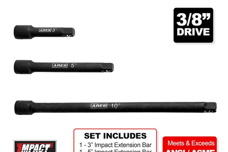 70032-3/8-Inch Drive Impact Extension Bar Set - 3-Inch, 5-Inch, and 10-Inch Laser Etched Socket Extensions Expand the Range of Impact Drivers