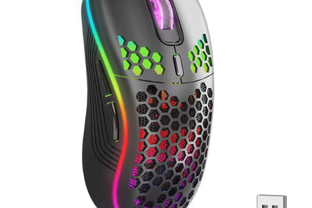 2.4G Wireless Mouse with RGB Backlit 6-Button 3-Speed DPI Type C Rechargeable Ergonomic Honeycomb Design Gaming Mouse