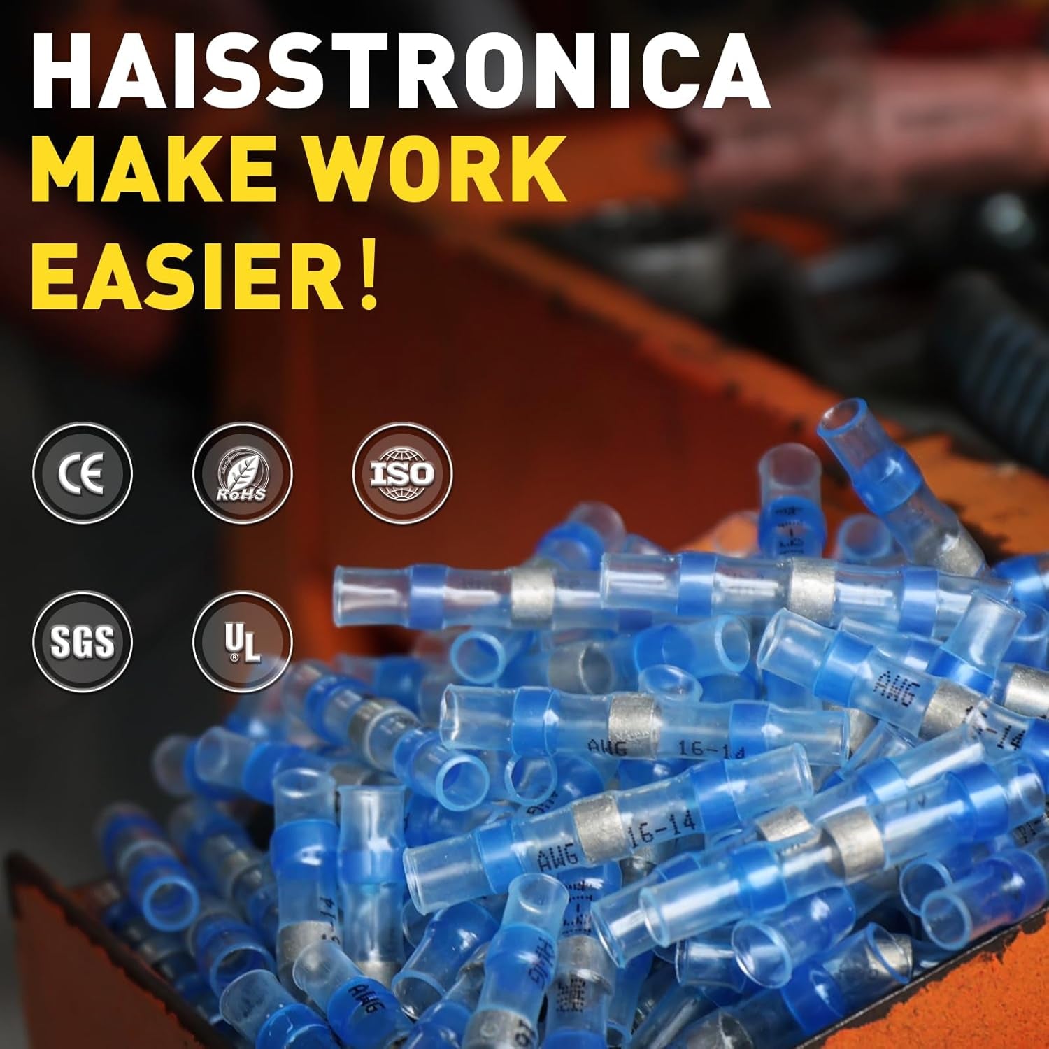 300PCS Solder Seal Wire Connectors- Marine Grade Heat Shrink Wire Connectors-Heat Shrink Butt Connectors-Self Solder for Marine,Stereo(30Yellow 70White 100Red 100Blue) Solder Sleeve