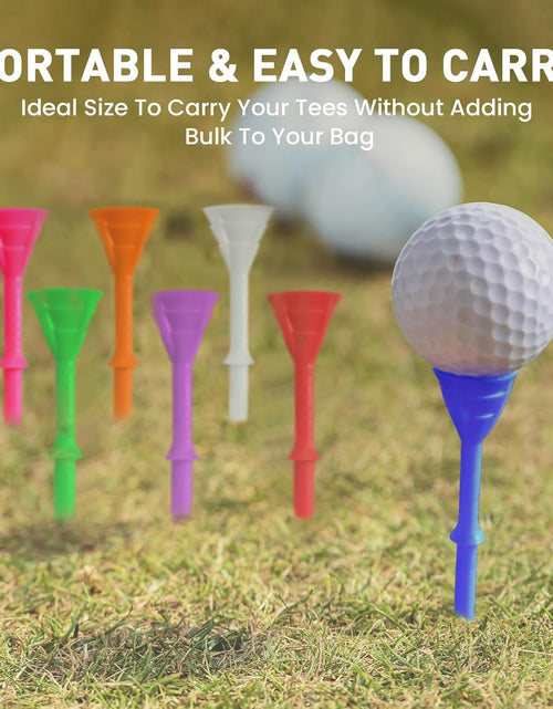 Load image into Gallery viewer, Golf Tees Plastic 3 1/4 Inch Upgrade Unbreakable Bulk Value 30/50 Pack Reduce Friction Side Spin Durable Stable 83Mm Long Tee for Golfer Practice
