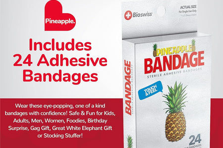 Novelty Bandages Self-Adhesive Funny First Aid, Novelty Gag Gift Assorted Pineapple (24Pc) (Pineapple)