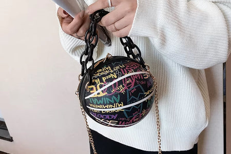 Brand Graffiti Basketball Bags for Women Newshoulder Bag Fashion Chain Purses and Handbags Designer Crossbody Bag Luxury Satchel