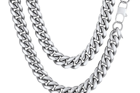 Men Jewelry Hiphop Cuban Chain Stainless Steel Necklace 26Inch 10MM Silver Color Mens Gifts for Dad
