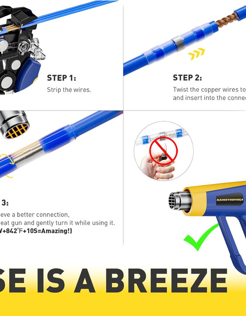 Load image into Gallery viewer, 300PCS Solder Seal Wire Connectors- Marine Grade Heat Shrink Wire Connectors-Heat Shrink Butt Connectors-Self Solder for Marine,Stereo(30Yellow 70White 100Red 100Blue) Solder Sleeve
