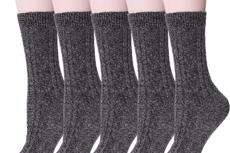 Womens 5 Pairs Soft Thick Comfort Casual Cotton Warm Wool Crew Winter Socks