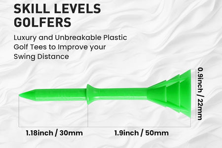 Golf Tees Plastic 3 1/4 Inch Upgrade Unbreakable Bulk Value 30/50 Pack Reduce Friction Side Spin Durable Stable 83Mm Long Tee for Golfer Practice