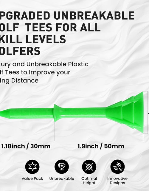 Load image into Gallery viewer, Golf Tees Plastic 3 1/4 Inch Upgrade Unbreakable Bulk Value 30/50 Pack Reduce Friction Side Spin Durable Stable 83Mm Long Tee for Golfer Practice
