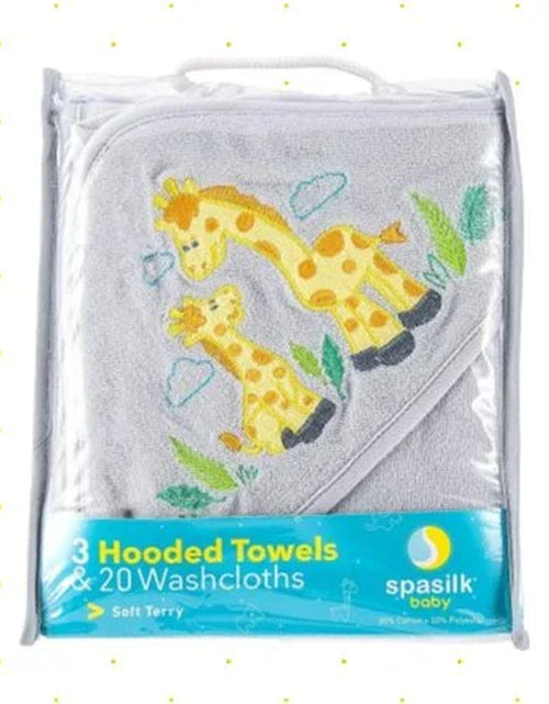 Load image into Gallery viewer, Juego De Toallas Con Capucha Para Baño Y Paños Para Bebés, Juego De Regalo De 23 Piezas, Jirafa Gris
